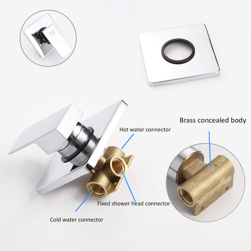 POP Sanitary ware Matte Black Shower Faucet Set, Bathroom Rainfall